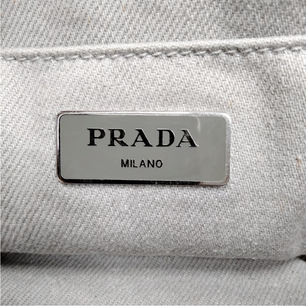 Prada Canapa Evil Eye Gray Tote with Grommets and Studs - Picture 7 of 15